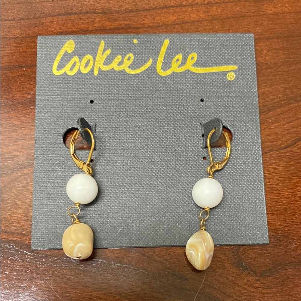 Cookie Lee Gold and White Bohemian Earrings